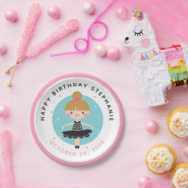 Niedliche Ballerina in Black Dress Kindergeburtsta Pappteller