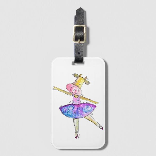 Niedliche Ballerina Kuh Gepäckanhänger (Vorderseite Vertikal)