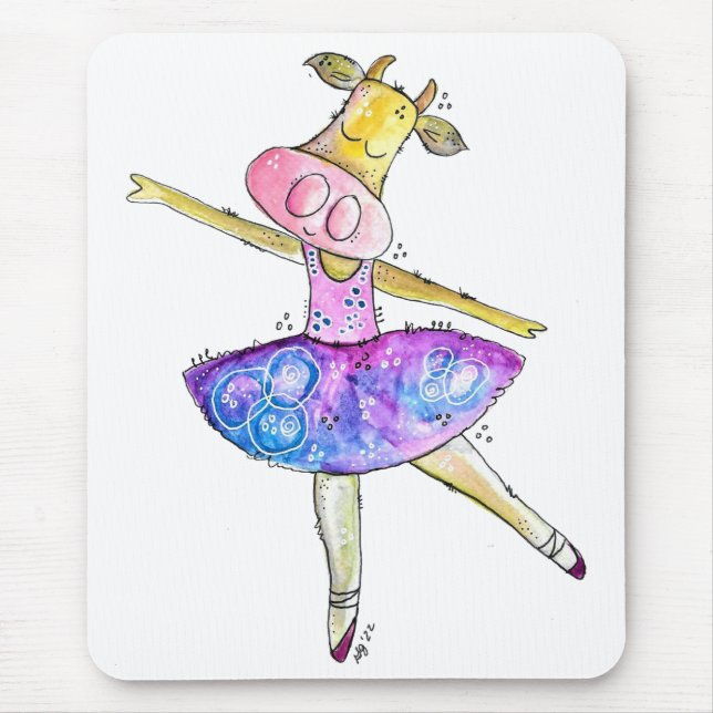 Niedliche Ballerina Kuh Mousepad (Vorne)