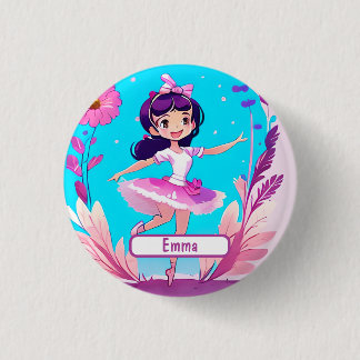 Niedliche Ballerina mit individualisierbarem Namet Button