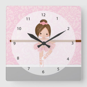 Niedliche Ballerina Quadratische Wanduhr
