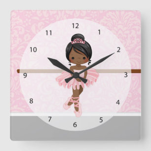 Niedliche Ballerina Quadratische Wanduhr