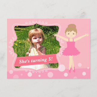 Niedliche Ballerina, rosa Einladung