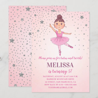 Niedliche Ballerina Rosa Silberstars | Mädchen zum Einladung
