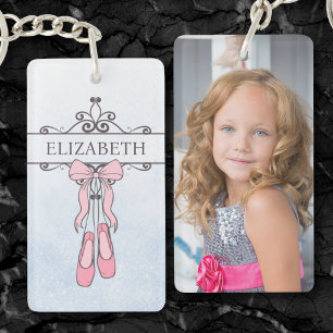 Niedliche Ballerina-Schuhe personalisierter Name T Schlüsselanhänger
