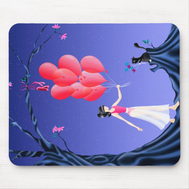 Niedliche Ballerina und Cat Night Sky Mouse Pad Mousepad (Vorne)