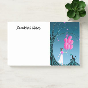 Niedliche Ballerina und Cat Night Sky Post-it Klebezettel