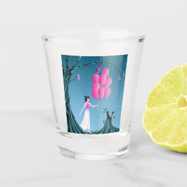 Niedliche Ballerina und Katze um Mitternacht Schnapsglas