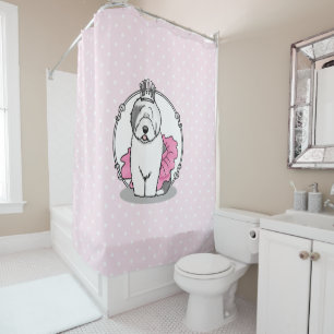 Niedliche Ballettprinzessin Alt-Englisch Sheepdog  Duschvorhang