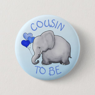 Niedliche Ballon-Elefant-Baby-Dusche Cousin-Zu-Ist Button