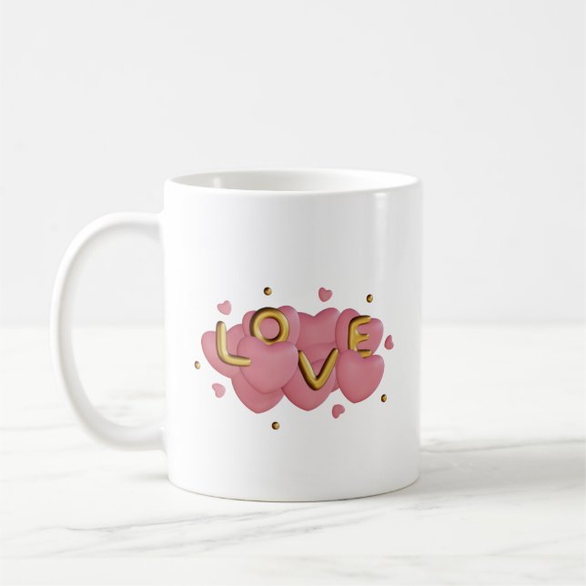 Niedliche Ballons Herz Liebe Kaffeetasse (Links)