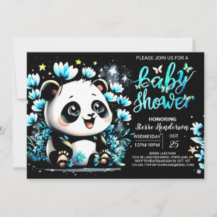 Niedliche Bamboo Panda Adventure Boy Baby Dusche Einladung