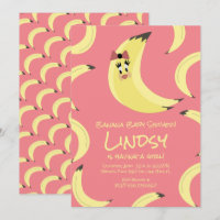 Niedliche Banana Pink Girls Kinderdusche Einladung