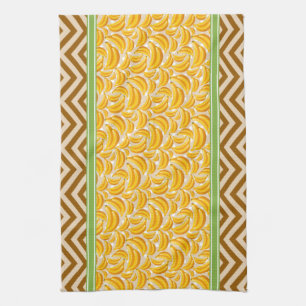 Niedliche Banana Polka Dot und Zickzack Gelb Geschirrtuch