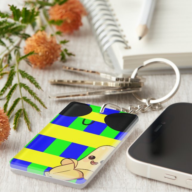 Niedliche Banane mit niedlichen Nähten Schlüsselanhänger (Vorderseite rechts)