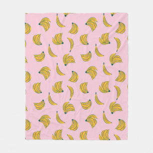 Niedliche Bananen mit rosa Hintergrund Fleecedecke