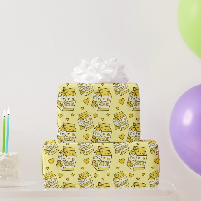 Niedliche Bananenmilch gelb Geschenkpapier (Partygeschenke)