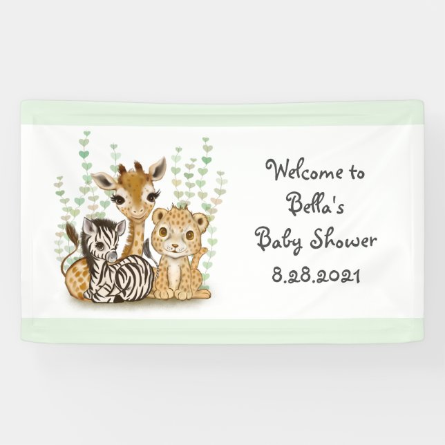 Niedliche Banner Safari Tiere für Baby Shower Part (Horizontal)