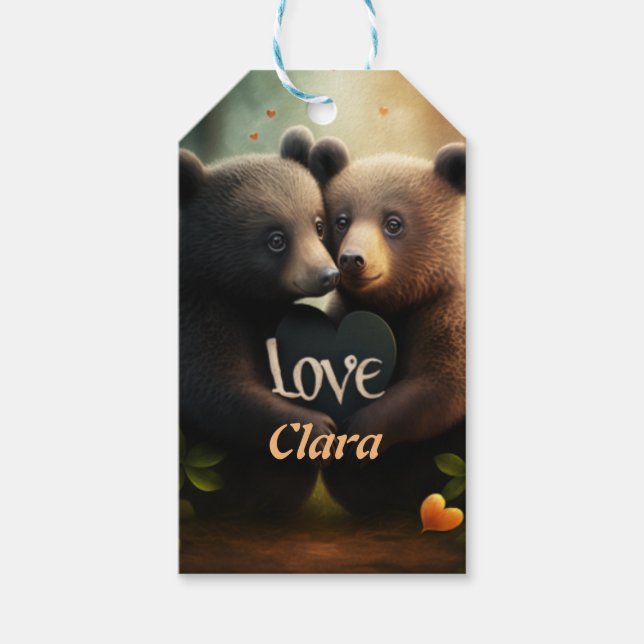 Niedliche Bären, die in der Liebe umarmt werden Geschenkanhänger (Vorderseite)