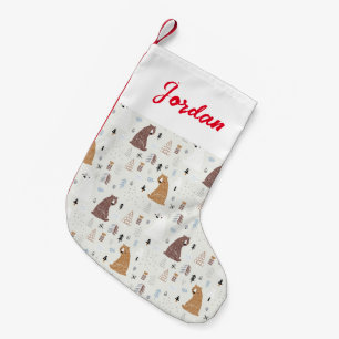 Niedliche Bären im Holzmuster Kleiner Weihnachtsstrumpf