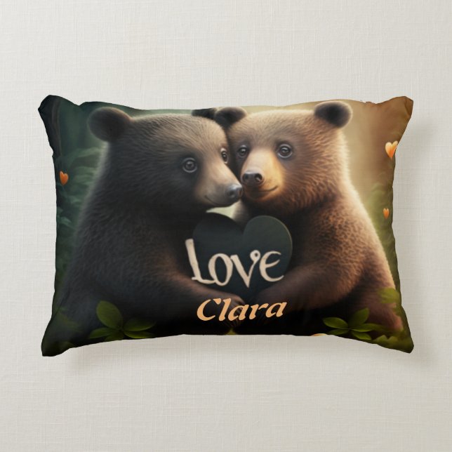 Niedliche Bären in der Liebe Dekokissen (Vorderseite)