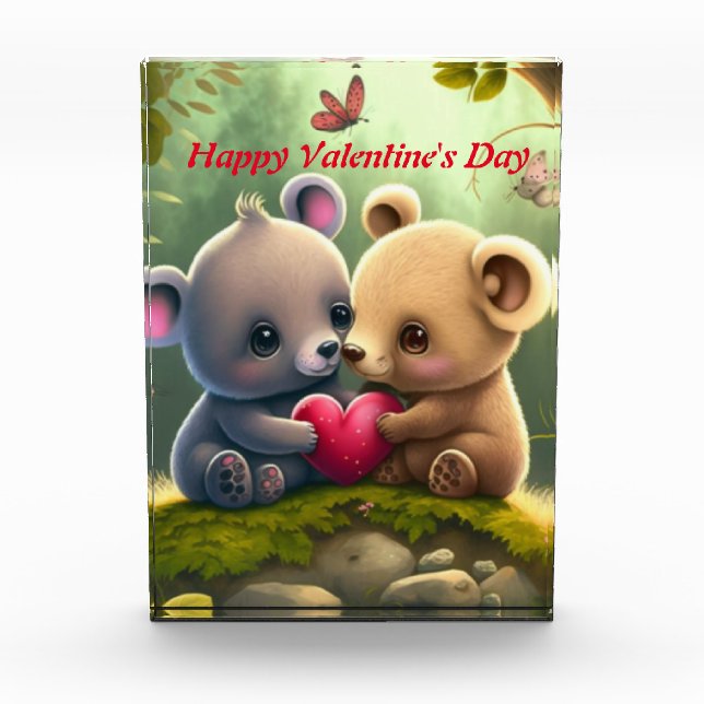 Niedliche Bären in der Liebe umarmen einander Fotoblock (Vorderseite)