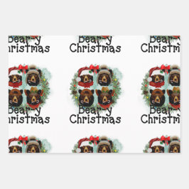 Niedliche Bären in Hennen Geschenkpapier Set