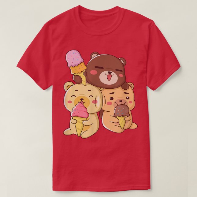 Niedliche Bären Liebe Eiscreme T-Shirt (Design vorne)