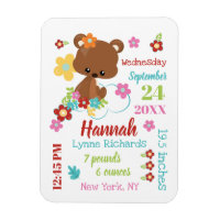 Niedliche Bären und Blume Baby Girl Birth Record S