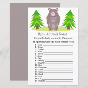 Niedliche Bärenbaby-Tiere Name Game