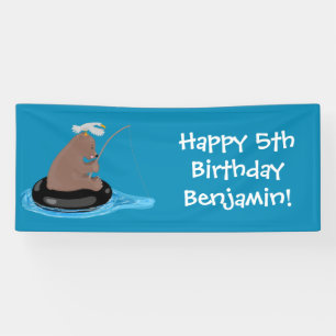 Niedliche Bärenfische personalisiert Geburtstag Banner