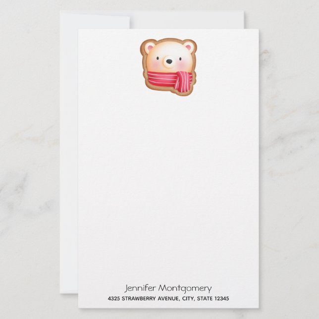 Niedliche Bärenfront Red Scarf & Rosy Cheeks Weihn (Vorderseite)