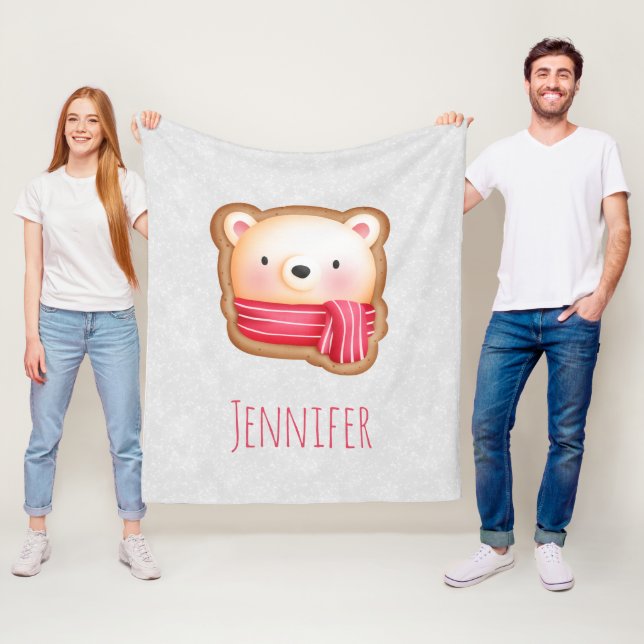 Niedliche Bärenfront Red Scarf & Rosy Cheeks Weihn Fleecedecke (Beispiel)