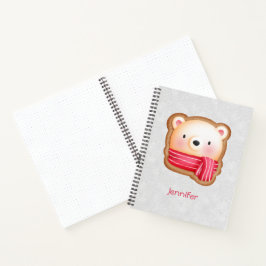 Niedliche Bärenfront Red Scarf & Rosy Cheeks Weihn Notizbuch