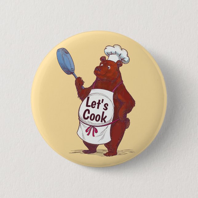 Niedliche Bärenküche, kochen wir Koch Geschenk Button (Vorderseite)