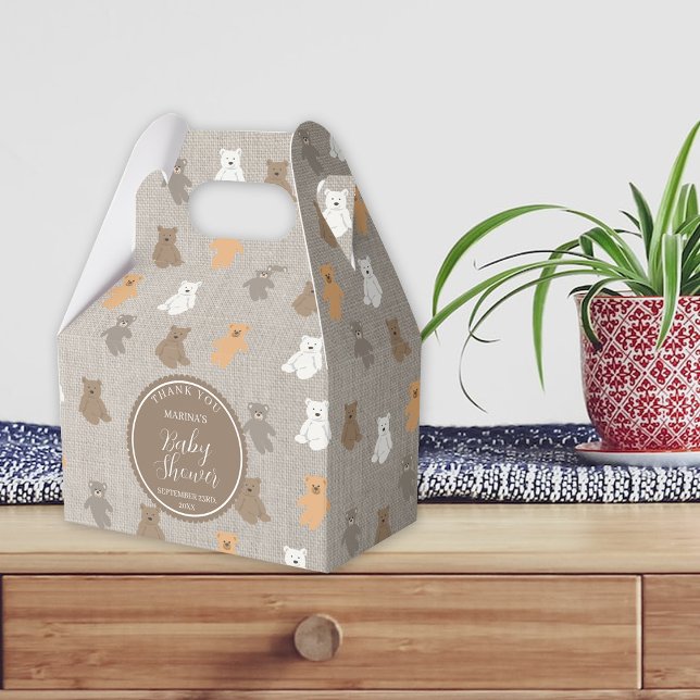 Niedliche Bärenmuster-Babydusche Geschenkschachtel (Cute Bear Pattern Baby Shower Favor Box)