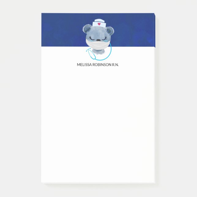 Niedliche Bärennahrung mit einer medizinischen Mas Post-it Klebezettel (Vorderseite)