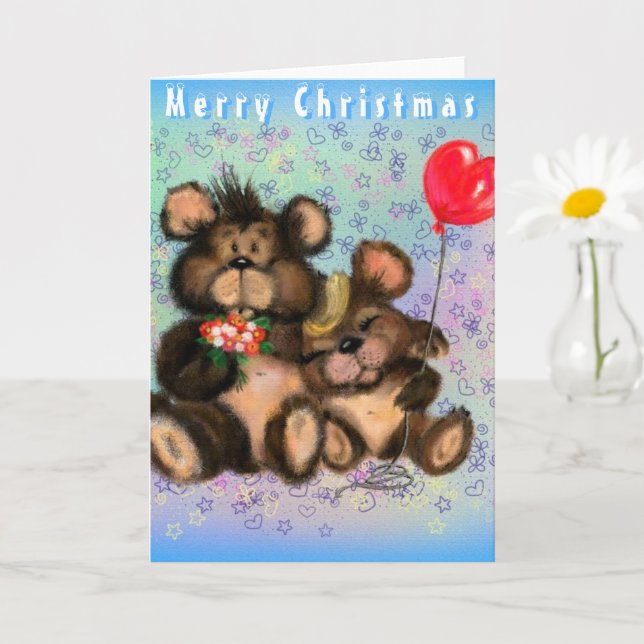 Niedliche Bärenweihnachtskarte Karte (Kleine Pflanze)