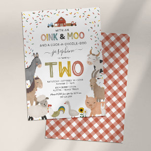 Niedliche Barnyard Farm 2. Geburtstag Einladung