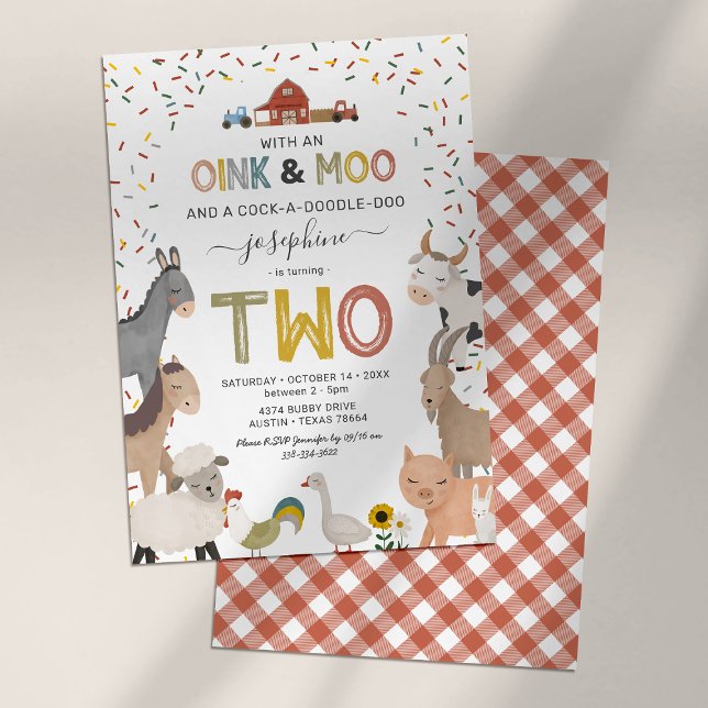 Niedliche Barnyard Farm 2. Geburtstag Einladung (Von Creator hochgeladen)