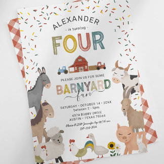 Niedliche Barnyard Farm 4. Geburtstag Einladung