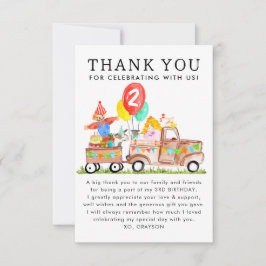 Niedliche Barnyard Party LKW Landtiere Geburtstag Dankeskarte