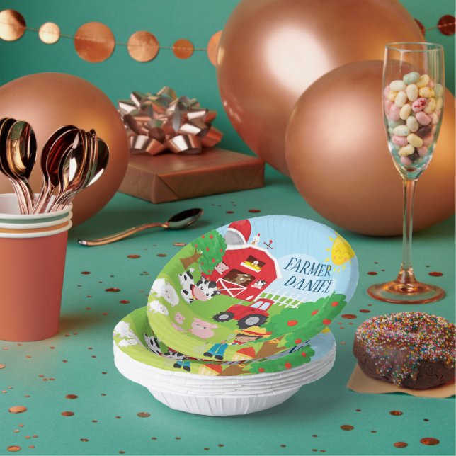 Niedliche Barnyard Tiere, Bauer, Traktor Geburtsta Pappteller (Multi)