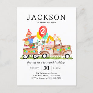 Niedliche Barnyard Tiere LKW Kids Farm Geburtstag Postkarte