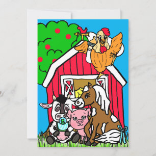 Niedliche Barthähnchen Farm Themed Baby Dusche Einladung