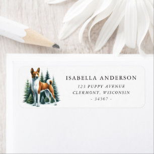 Niedliche Basenji Dog Winter Aquarell-Adresse