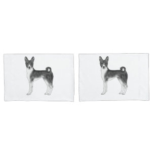 Niedliche Basenji-Hundserie in Schwarz und Weiß Kissenbezug