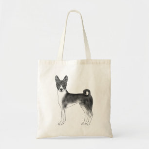 Niedliche Basenji-Hundserie in Schwarz und Weiß Tragetasche