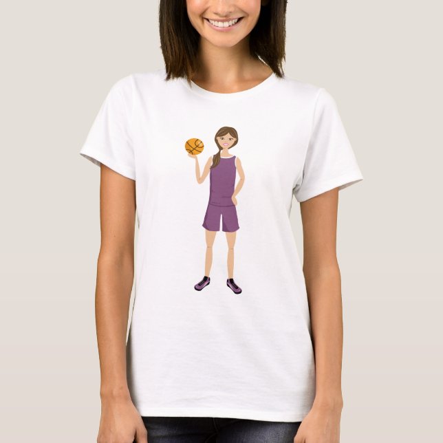 Niedliche Basketball Girl Cartoon Illustration T-Shirt (Vorderseite)
