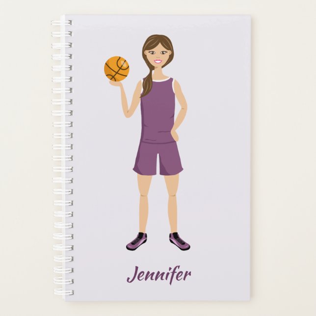 Niedliche Basketball-Girl-Illustration mit Individ Planer (Vorderseite)